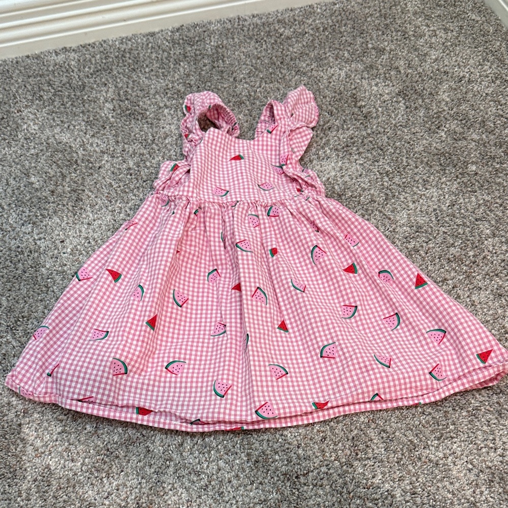 Baby Gap Watermelon Pink and White Plaid Toddler Dress 2T